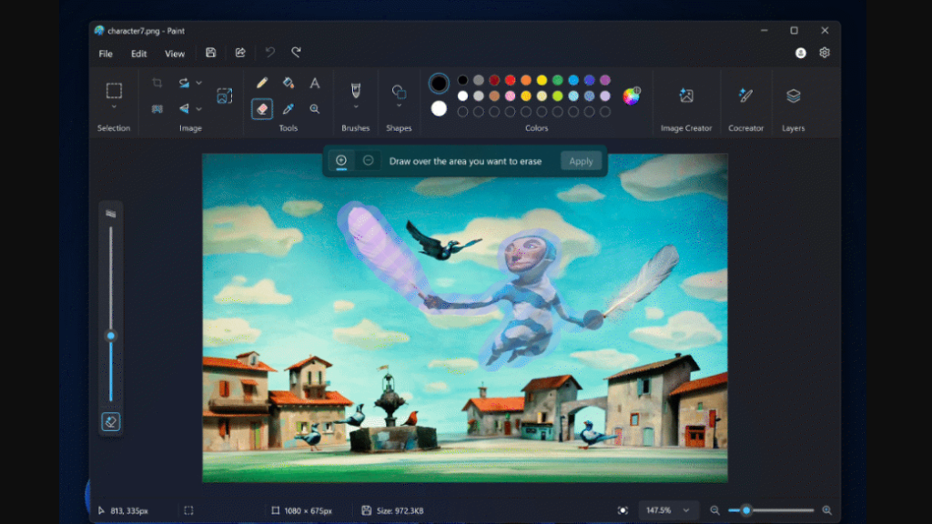 Microsoft pone a prueba nuevas funciones de IA en Paint y el Bloc de Notas